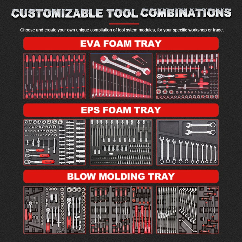 DO-Ningbo Kinbox 185 PCS EVA 1/3 Tray Mechanical Tool Box With Tools for Auto Repair