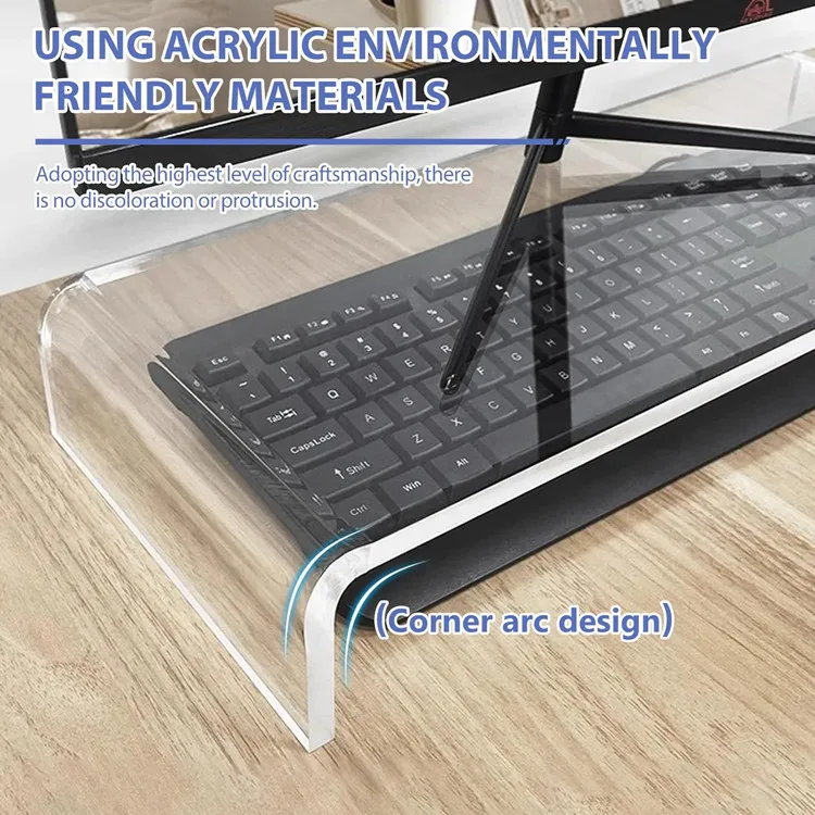 Simple, large storage space and elegant design acrylic monitor stand for laptop, computer, notebook, screens and home use