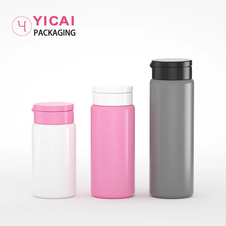 Black Wide Mouth Round Plastic Bottle With Lids 200ml Hdpe Protein Powder Container Bottles Wholesale