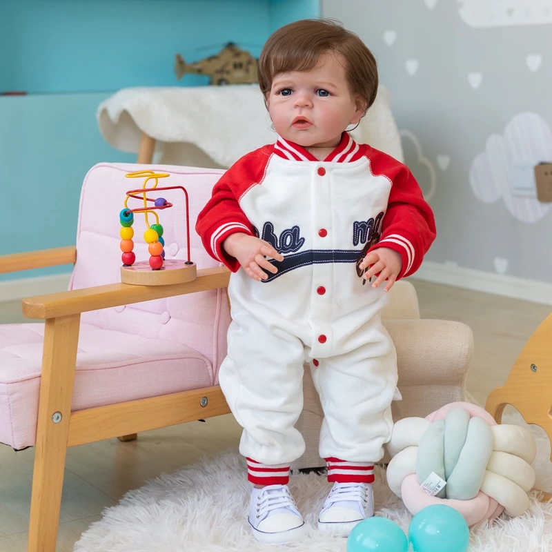 NPK 24nch Already Painted Finished Doll Reborn Toddler Sandie in Boy Version Huge Real Baby 6 Month Size 3D Skin Art Doll