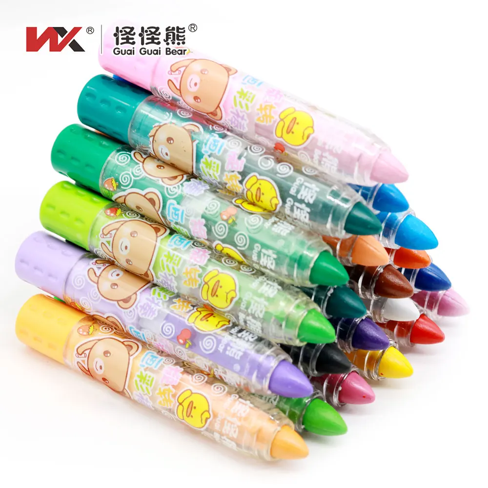 Colored 24 Crayon Set Safe Washable Rotating Crayons for Kids Adults pen rotating twistable crayon 12 Colors Barrel packing