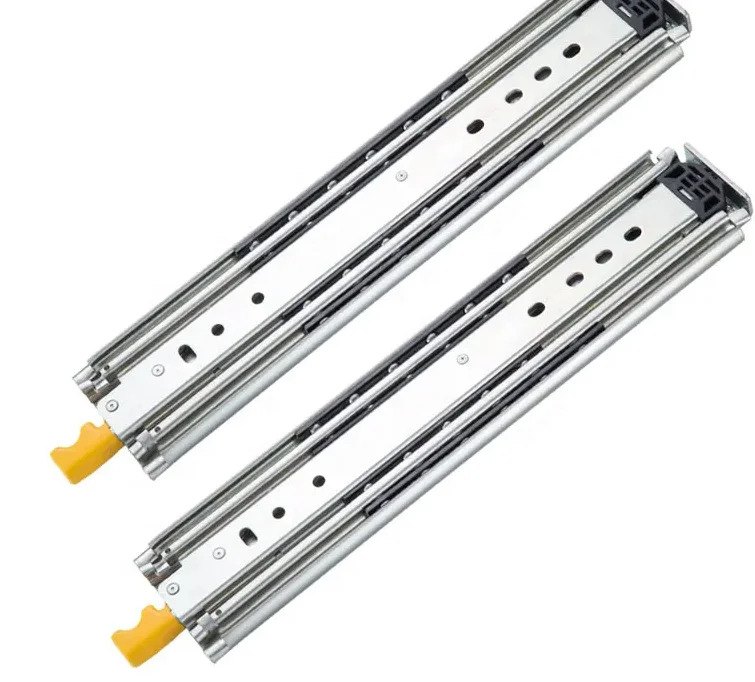 Foxslide Furniture hardware Three Sections Full Extension 500LB Locking Cabinet Heavy Duty Ball Bearing Drawer Runner Guides