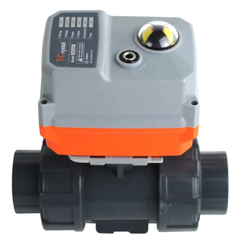 1inch  acid-resistant PVC plastic 2 way ball valve with Electric Actuator