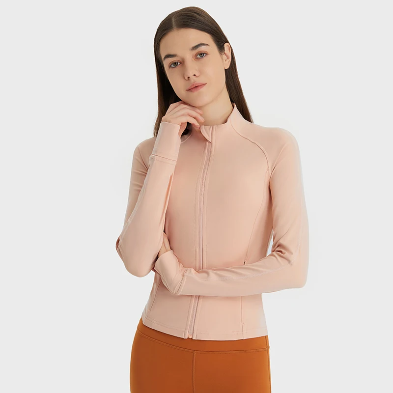 Female Lulu Sports Workout Wear Clothes Zip Up Quick Dry Gym Running Long Sleeve Top Custom Women Yoga Jacket