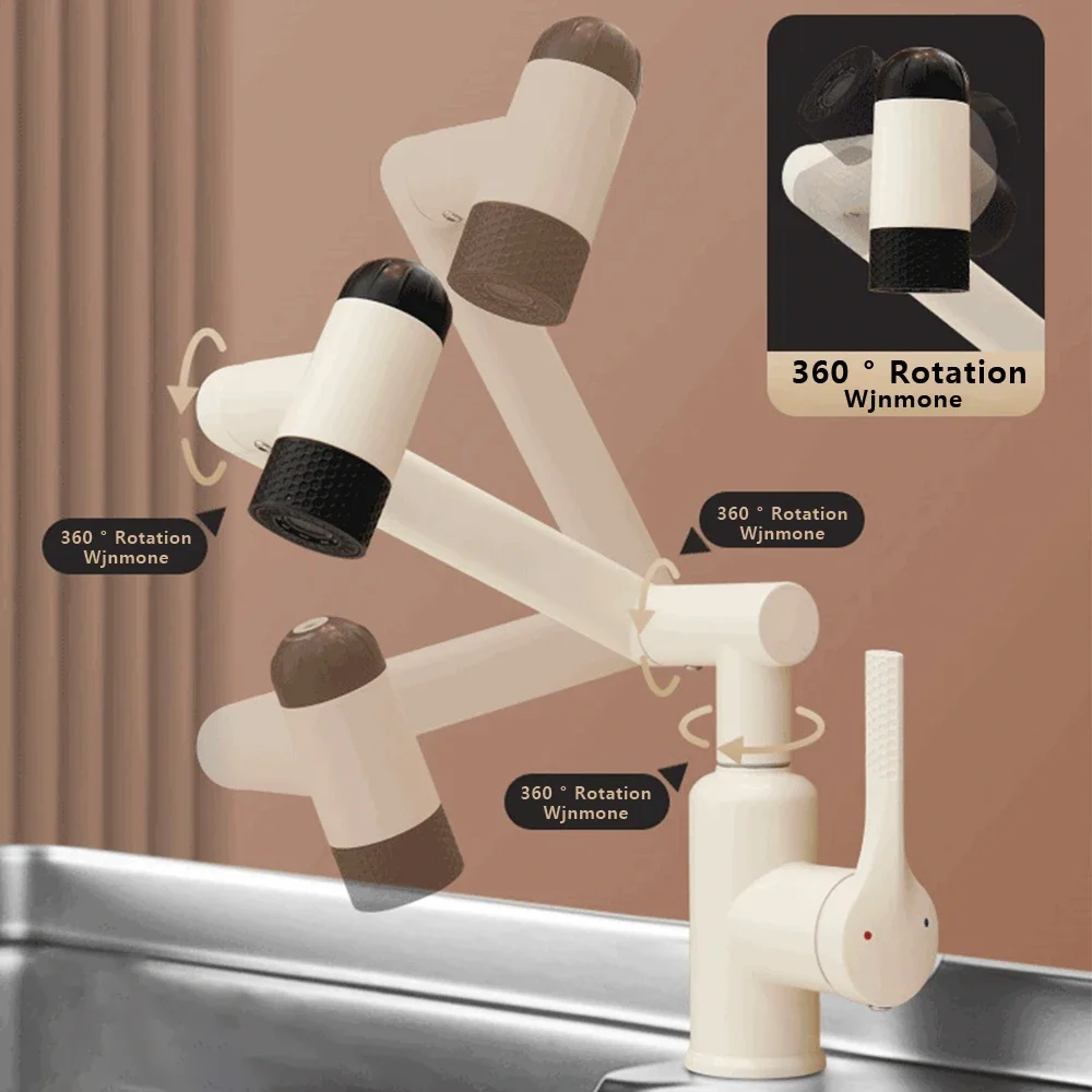 4 Modes 360° Rotation Multi Functional Waterfall Basin Faucet Stream Sprayer Hot Cold Water Sink Mixer Wash Tap For Bathroom