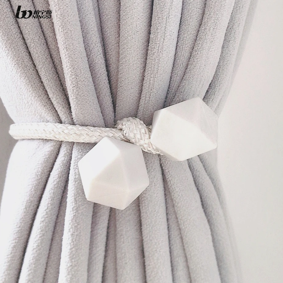 Modern Popular Style Polyhedron Curtain Strap with Magnet for Contemporary Curtain Poles Tracks & Accessories