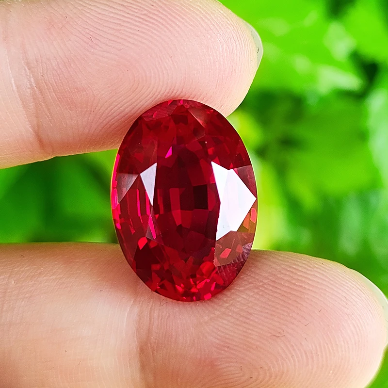 Artificial pigeon blood red ruby Thailand cut oval shape clear corundum gem stone for  fine jewelry lab created clear one