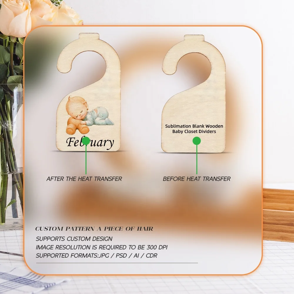 Prosub Sublimation Baby Milestone Monthly Dividers Custom Print Blank Sublimation Nursery Wood Newborn Closet Clothing Divider