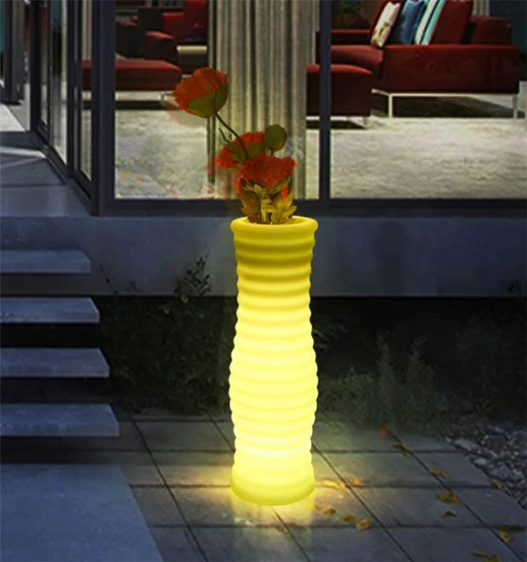 Factory price wholesale small plastic vases led color changing outdoor flower pots 16 GRB cheap plant pot
