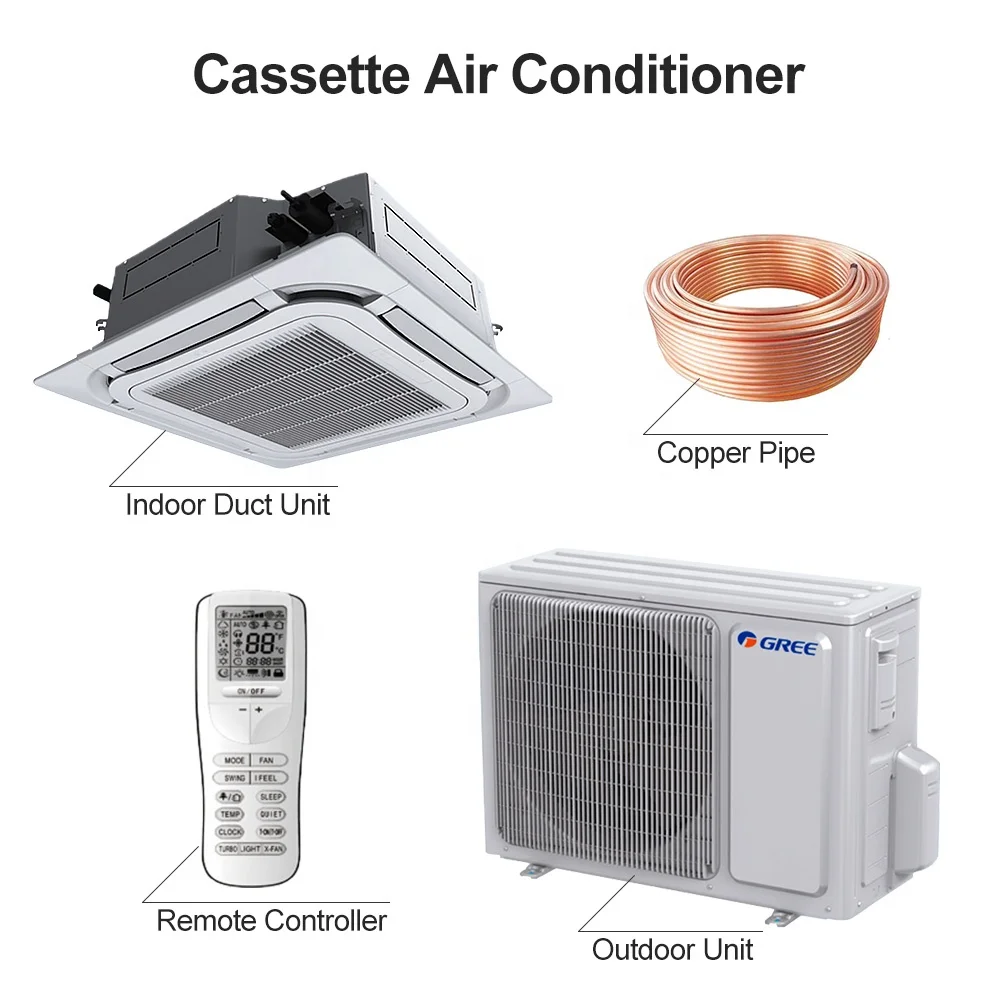 Gree Air Conditioner 4-way Cassette Type Indoor Unit for VRF Air Conditioner Fan Coil Ceiling Mount Air Conditioning System Wifi