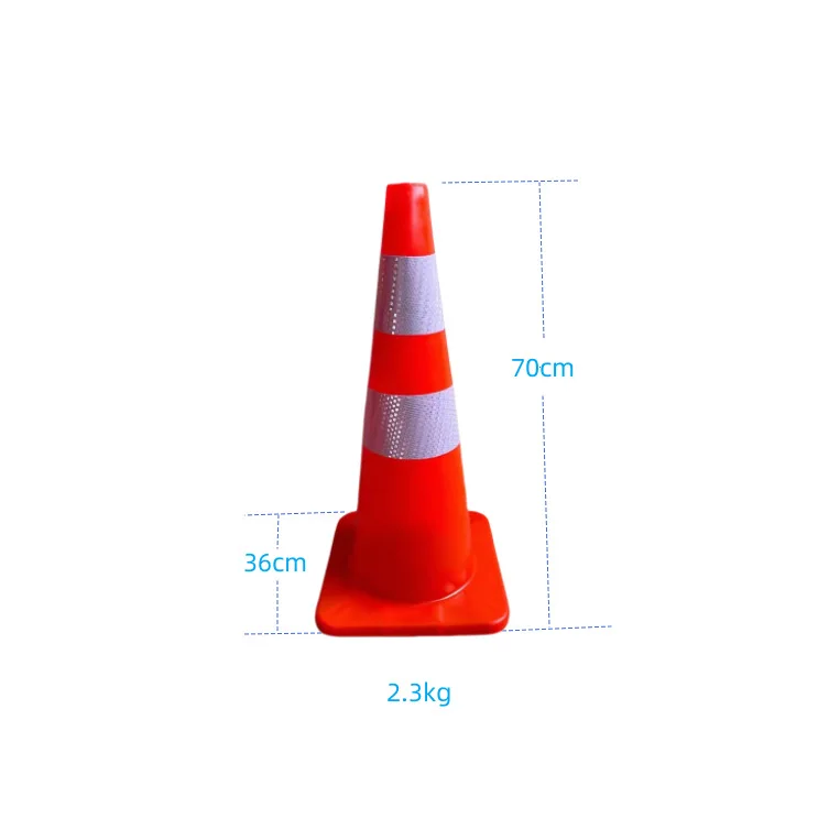 Heavy-Duty PVC Foldable Traffic Cone 30cm 75cm 90cm Black Base with White Reflector Rubber Material Road Safety Warning Cone
