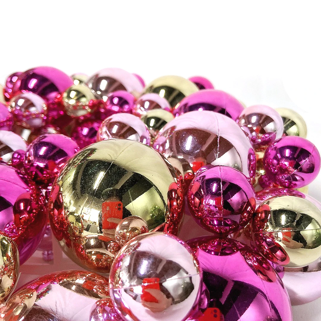 Senmasine 13 inch shatterproof plastic balls christmas decoration 33cm bauble wreath with plastic base front door hanging