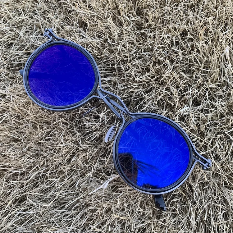 anti blue reflection photochromic circular vintage alloy pc gray black hawksbill women men`s 2024 blue light blocking glasses