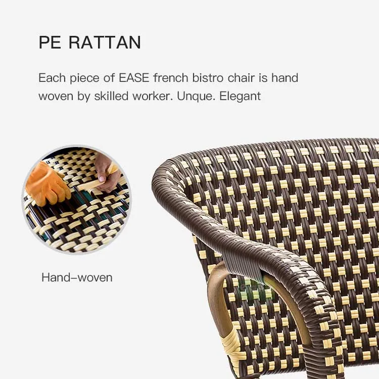 (E1040) Outdoor garden cafe synthetic rattan furniture french paris bistro dining chair