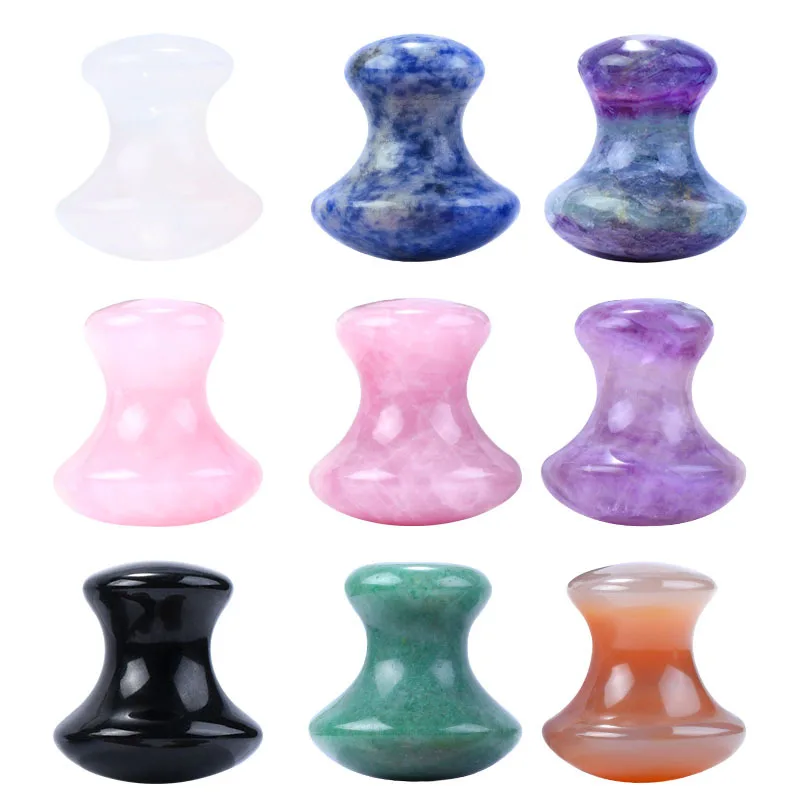 1PC Massage Scraper SPA Therapy Jade Board Face Massager Gua Sha Tool Natural Rose Quartz Mushroom Facial Back Foot Acupuncture
