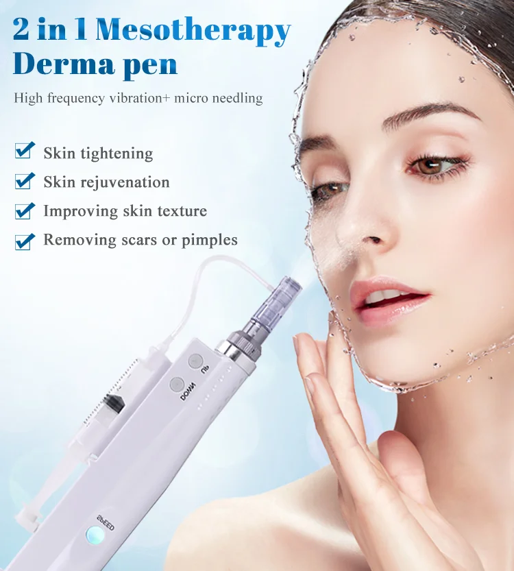 2 in 1 electric dermapen mesotherapy gun microneedle dr pen Injector nano micro needle agujas de needling derma pen