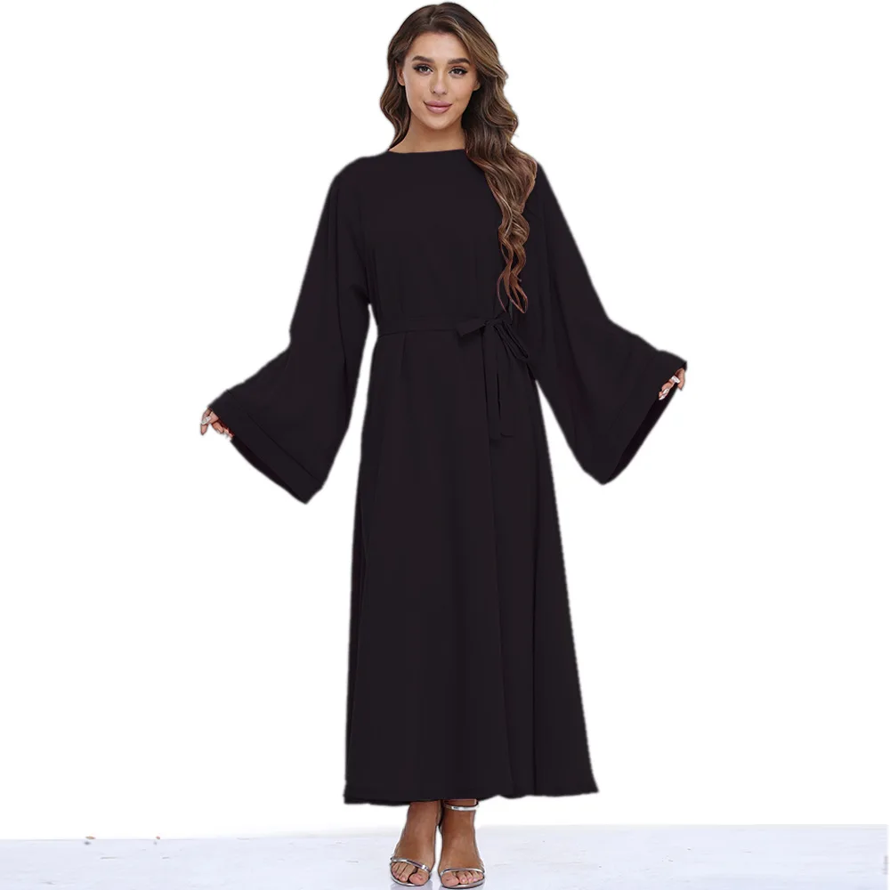 2025 Dubai saudi arabic muslim Eid dress one color breathable fabric Loose size  Official guarantee simple classic model abaya