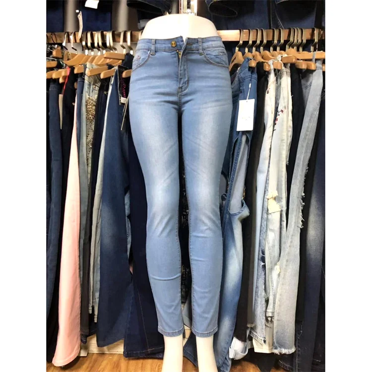high waist used jeans women slim fit lift stretch spandex fashion new model factory surplus stock liquidation