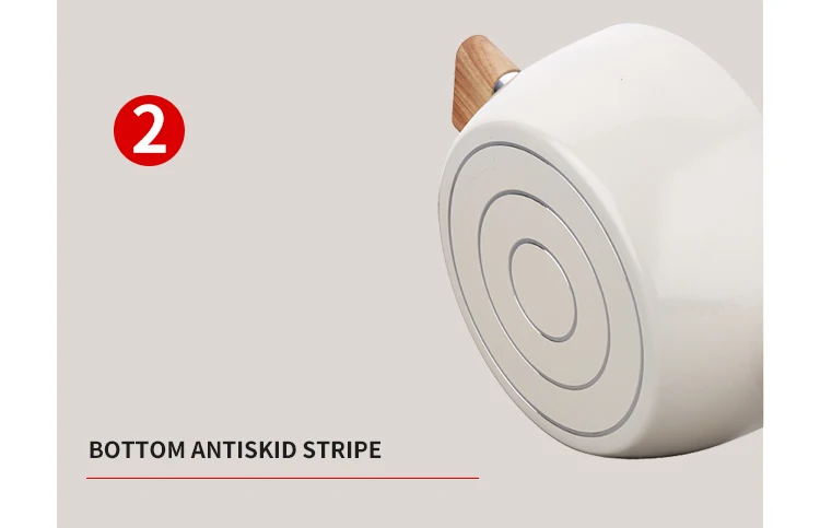 New Model Household Items Press  Cooking Set White Color  Aluminium Ceramic Non Stick Coating Wood Grain Soft Touch Handle