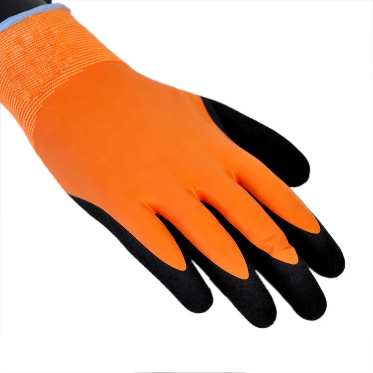 Latex Coated 7 Gauge Terry Brushed Liner Inside Gloves Winter Outdoor Construction Work Gloves