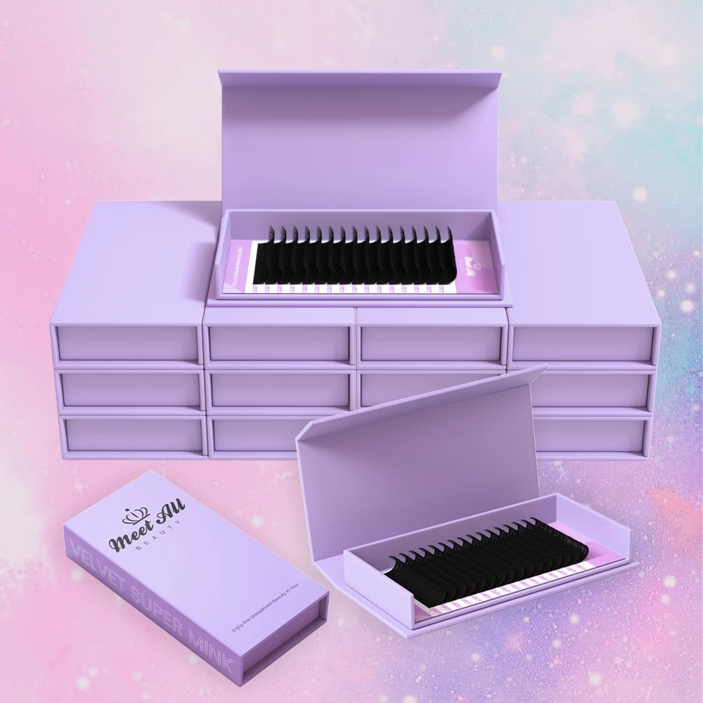 Chasmere Deep Dark Fluffy Matte Black Easy Fanning 0.02 0.03mm volume Lash Extension Mix Tray Custom Packaging Eyelash Extension