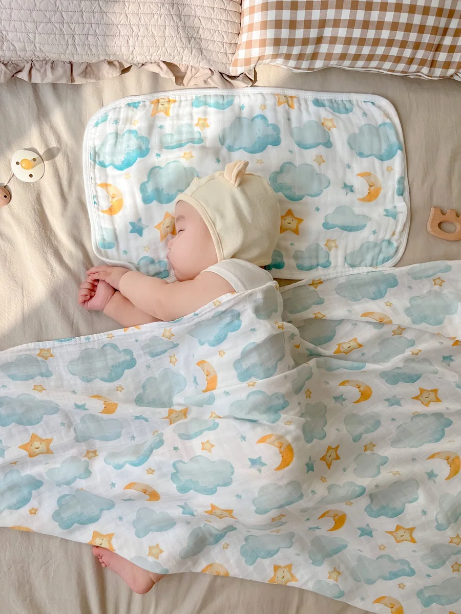 Custom super soft Baby bamboo muslin blanket 2 layers swaddle blanket Wholesale organic cotton knitted muslin baby blanket