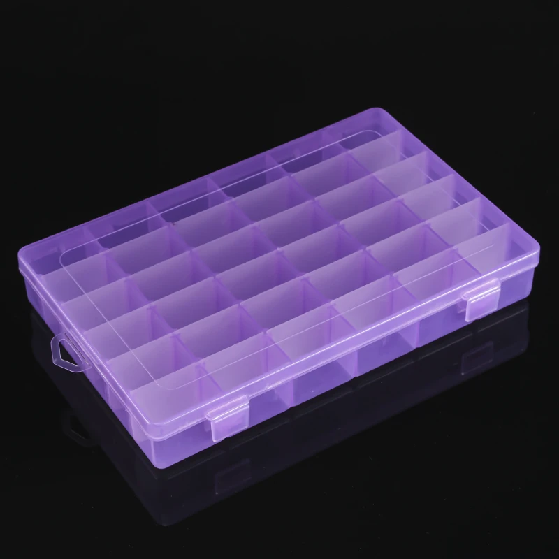 36-Compartment Rectangular Plastic Storage Box Modern Adjustable Compartments Clear Transparent Jewellery Gadgets Storage Box
