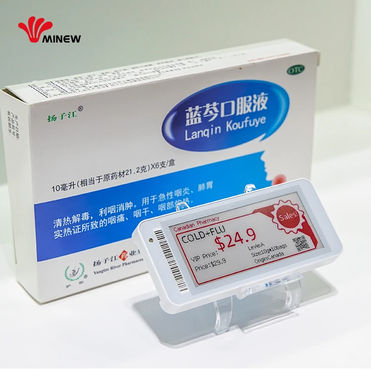 MinewTag 2.9inch 3-color Electronic Shelf Label Fast Operating By Gateway E-ink Display Supermarket Price Tag for Store