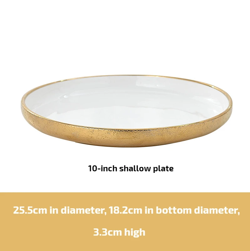 
Mfashion Nordic Luxury golden porcelain Ceramic tableware soup bowls and dishes dinner plates set 