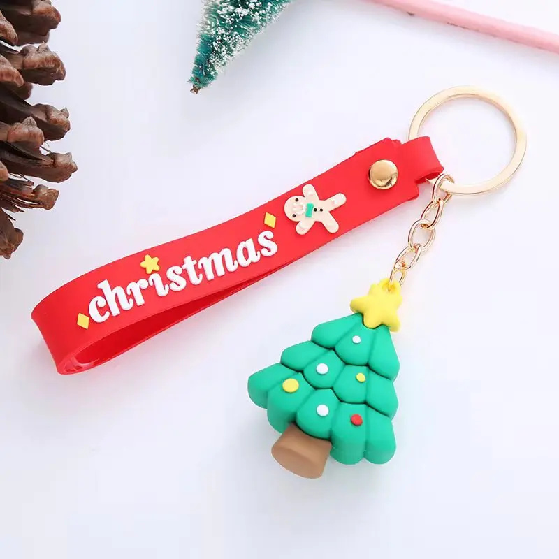 Linda Santa Claus Doll Christmas Tree Snowman Car Keychain Fashion Metal Jewelry Decorative Pendant Christmas Keychain