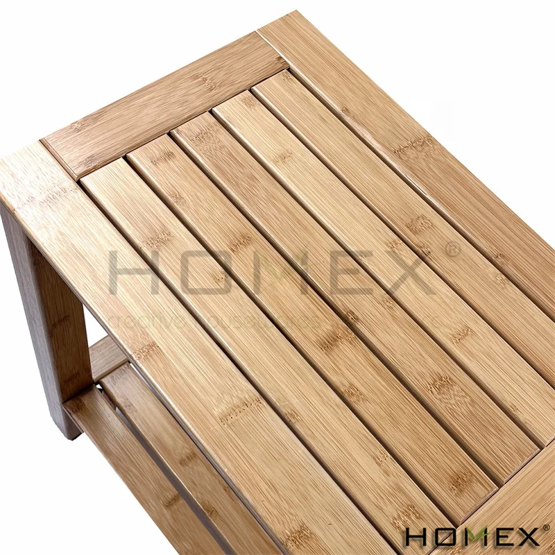 2-Tier Bamboo Shower Bench Spa Stool with Storage Shelf for Inside Shower Legs Shaving Bath Seat