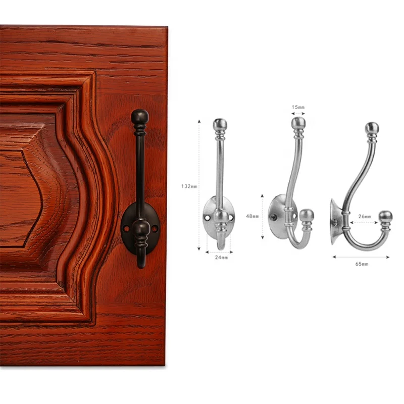 Hooks Vintage Hanger Black Rack Brass Decorative Metal Nordic Wholesale Rustic Wall Mounted Coat Hook