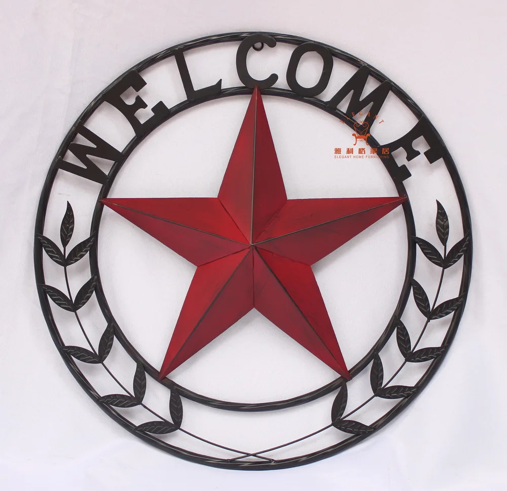 Metal Country Western Home Decor Welcome Texas Barn Star Wall Sign