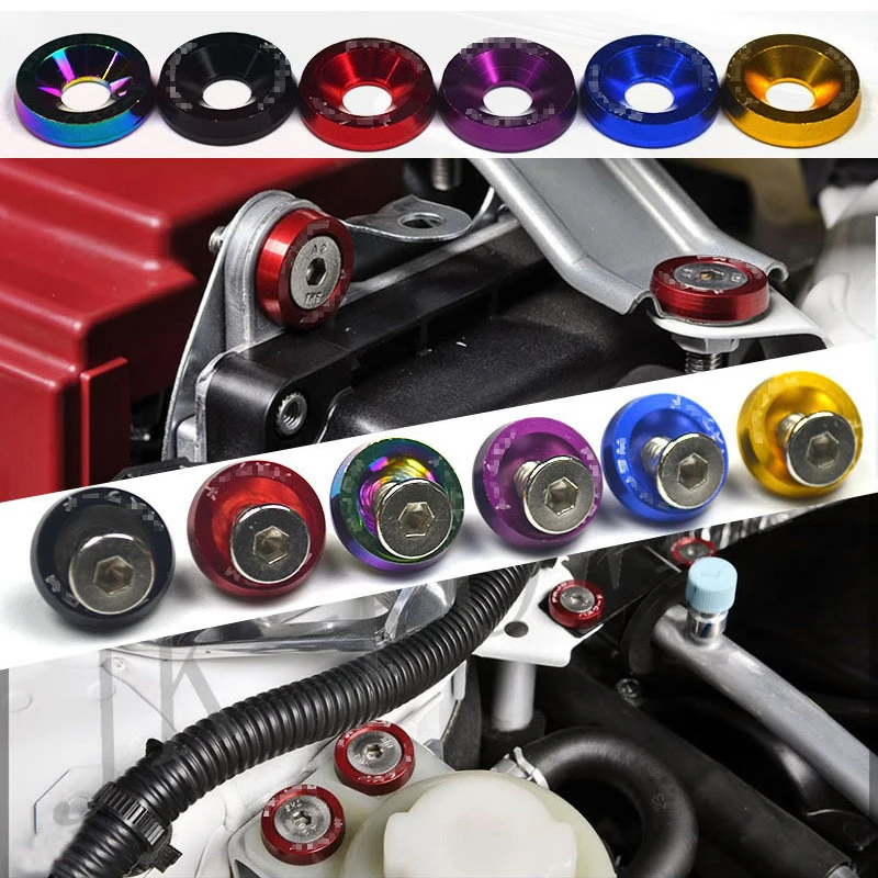 Aluminum  M6 Car Battery Guard Plate Washer Screw Refitting Fender License Plate Frame Screw Gasket