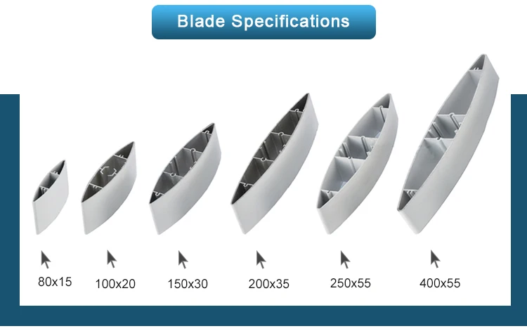 Zonron AS2047 Exterior Sun Shading Automatic Aerofoil Louvers Blades Motorized Aluminum Air Vent Louvers