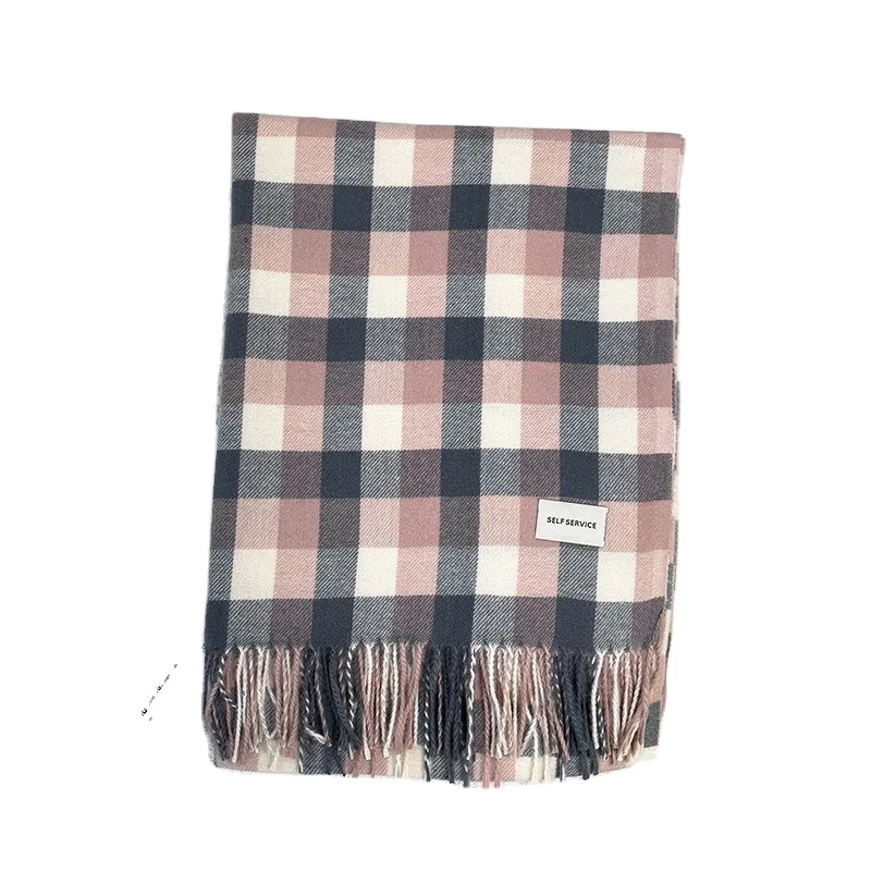 2022 Design New Plaid Scarf Winter Warm Cashmere Women Long Pashmina Female Scarves Lady Tassel Shawl Wraps