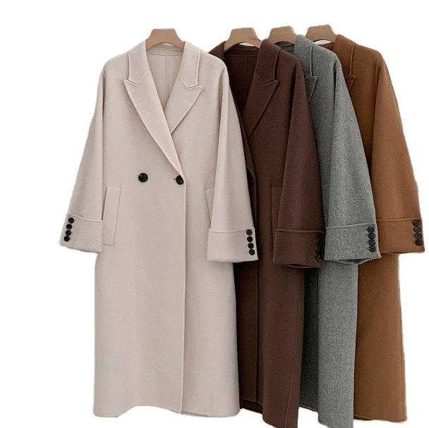 2020 New Arrival Wholesale Fleece Jacket Simple Casual Pure Color Winter Clothes Cashmere Long Coat For Women