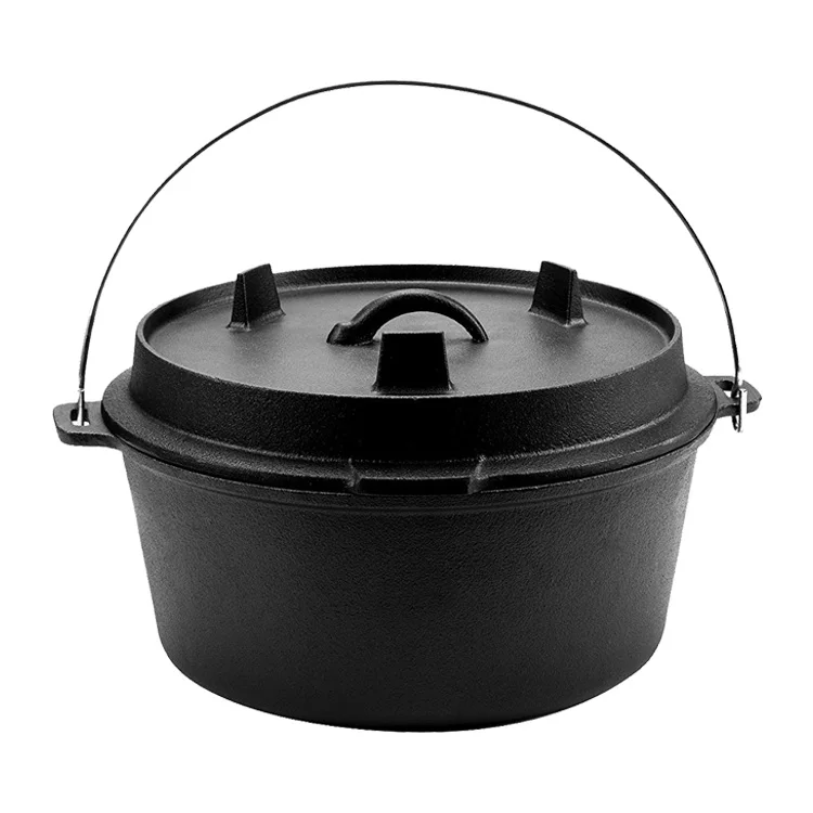 6-QT Pre-seasoned Camp Cooking Dutch Oven  Dual Function Lid Gridlle With Lid Lifer Handle