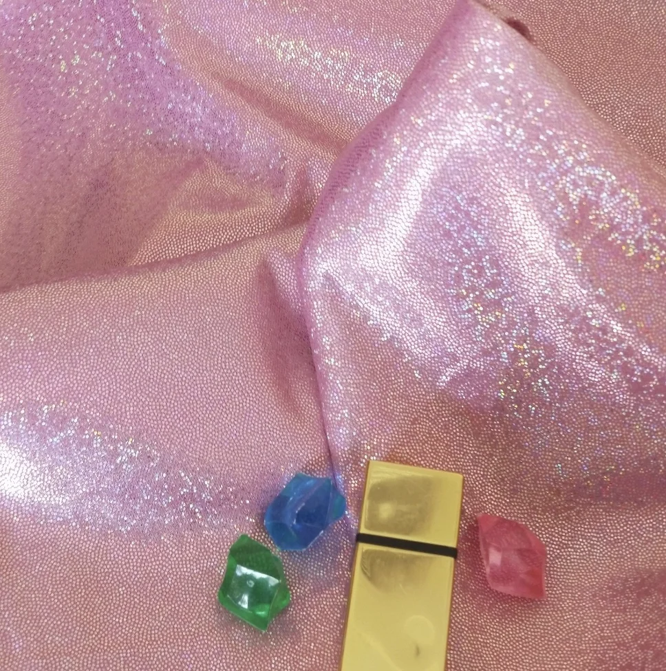 ZSYFoil Glitter Dot Design Mirror Leather Reflective Laser Polyester Fabric for Bridal Party Evening Stage Dress Swimwear Fabric