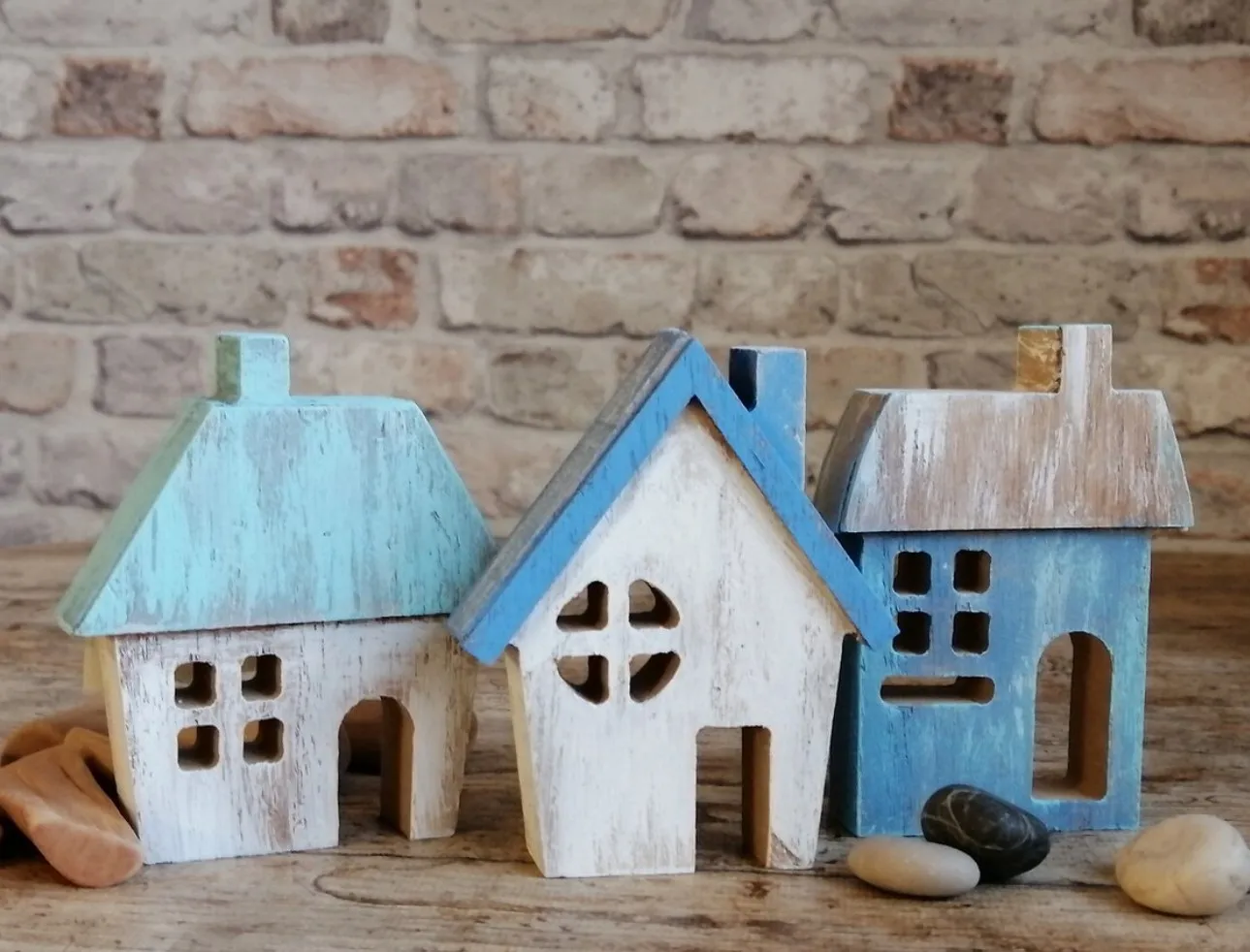 DIY Wooden Coastal Houses for Tiered Tray Decor Wooden Home Decor