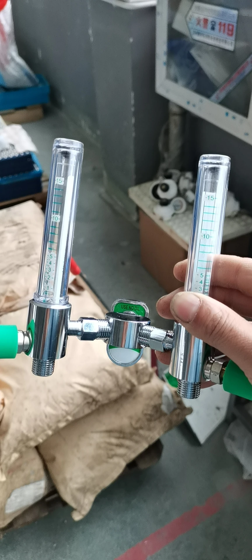 hospital wall mounted medical oxygen double flowmeter with humidifier