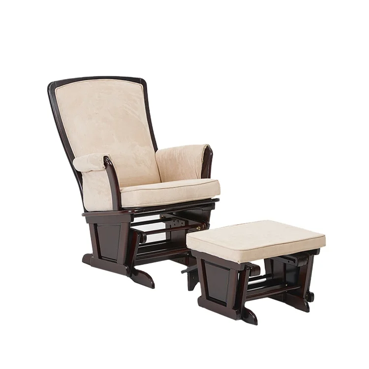 China Made High Quality Solid Wood  Rocking Glider Chair with Ottoman