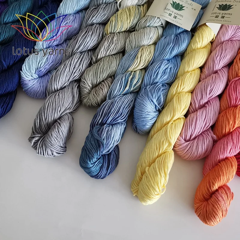 100%Natural bamboo yarn dyed handknitting worsted/aran weight crocheting yarn for sweater scarf