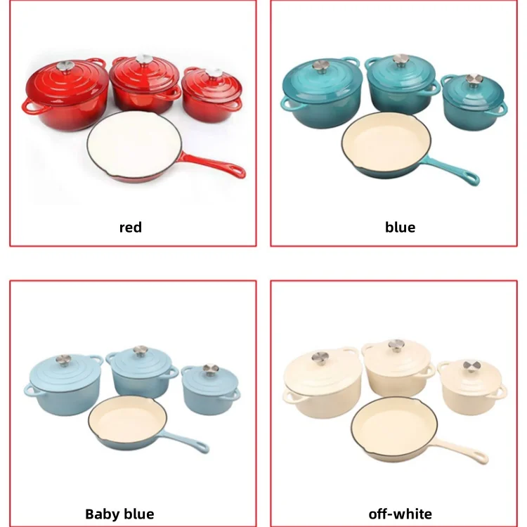 Wholesale New Kitchen Set Pots Seafood Stew Milk Boutique 20/22/24 cm Non-Stick Pans Enamel Stock Big Cast Iron Pots frying pan