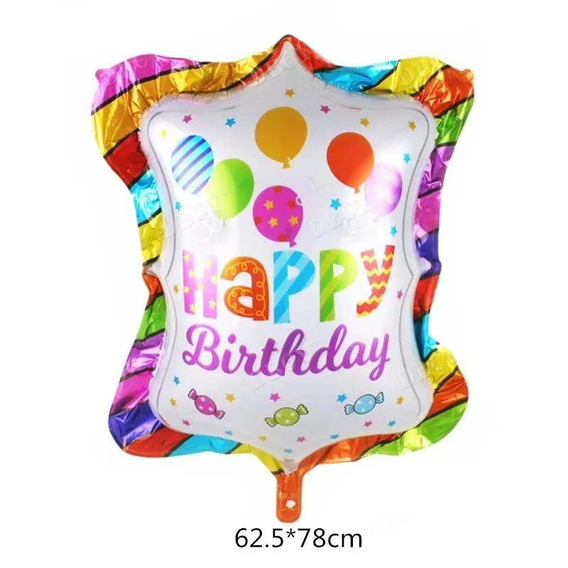 Happy Birthday Printed Cake Shape Globos Aluminum Foil Balloons Birthday Party Decoration Supplies