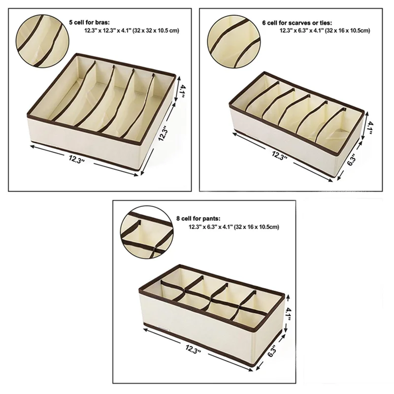 Closet Underwear Clothing Organizer Drawer Divider For Bras Panties Socks Ties Fabric Pants Storage Box Set
