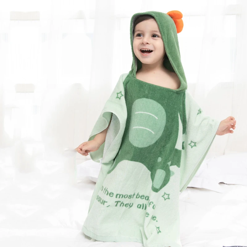 100% Cotton Hooded Turkish Towel round Pattern Beach Pool Poncho for Children Quick-Dry Fabric Bath Towel in All Sizes