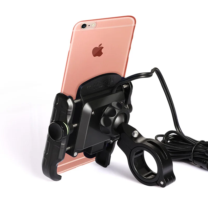 YIR REFIT New motorcycle mobile phone stand with usb charger QC3.0 fast charge cable with switch waterproof