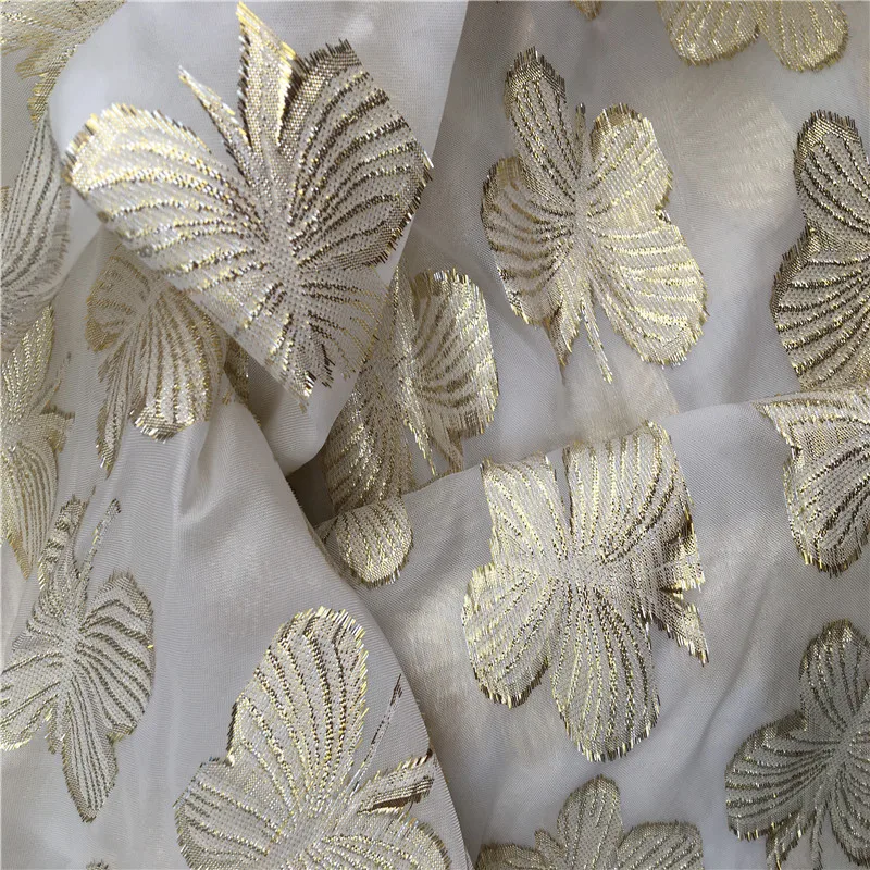 
Butterfly Jacquard polyester metallic chiffon organza fabric for wedding dress dinner dress 