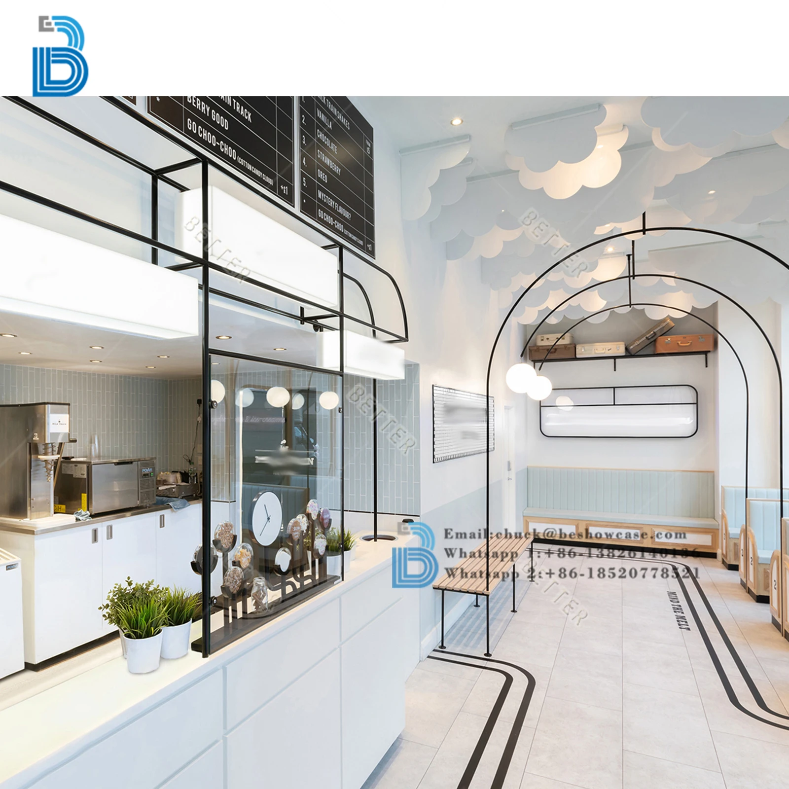 Custom coffee kiosk with counter and mall indoor fruit juice bar ice cream kiosk